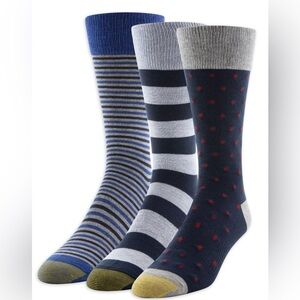 Gold Toe Dress Stripe Dots Crew Socks, 3pk